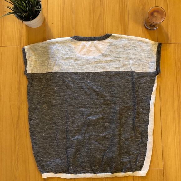 Madewell Linen Blend Colorblock Short Sleeve Top - Picture 3 of 5